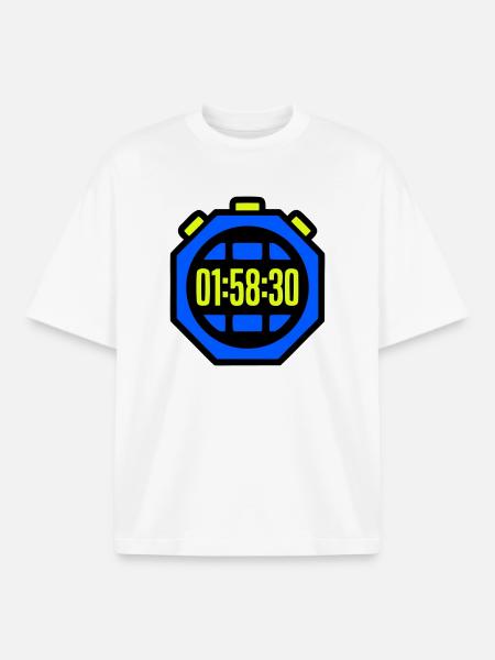 Stopwatch Best Time Half Marathon - Boxy Heavyweight Unisex Organic T-Shirt by Stanley/Stella - white