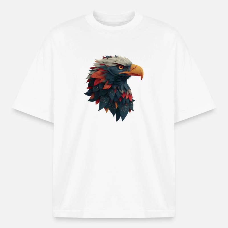 Powerful Eagle Head, Strong, Determined Gift - Boxy Heavyweight Unisex Organic T-Shirt by Stanley/Stella - white