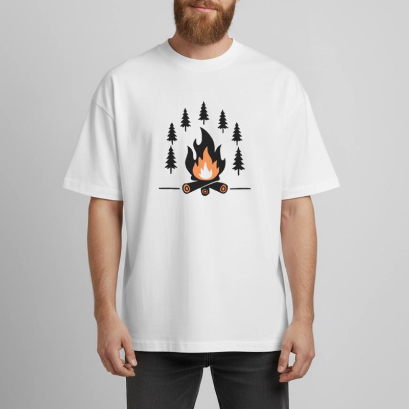 Forêt Chaleureuse du Feu de Camp T-shirt unisexe boxy épais biologique Stanley/Stella