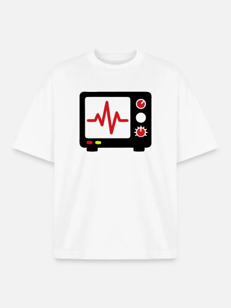 ECG Monitor Heartbeat Medicine - Boxy Heavyweight Unisex Organic T-Shirt by Stanley/Stella - white