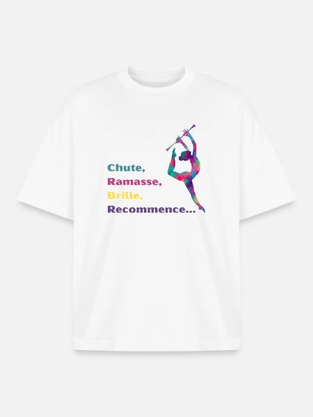 Chute-_Ramasse-_Recommence-- - T-shirt unisexe boxy épais biologique Stanley/Stella - blanc
