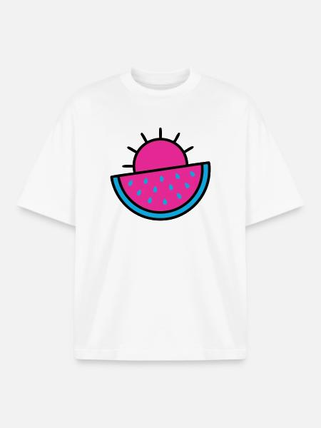 Watermelon Sun 90s Pop Art - Boxy Heavyweight Unisex Organic T-Shirt by Stanley/Stella - white
