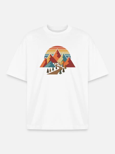 Retro-Wander-Bergabenteuer-Design - Boxy Heavyweight Unisex Organic T-Shirt von Stanley/Stella - Weiß