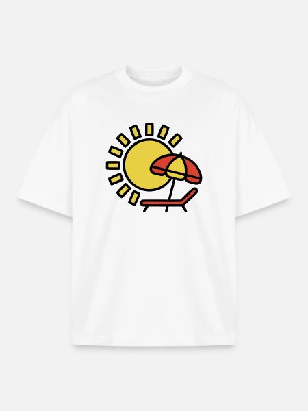Beach lounger Sun Parasol Summer holiday - Boxy Heavyweight Unisex Organic T-Shirt by Stanley/Stella - white