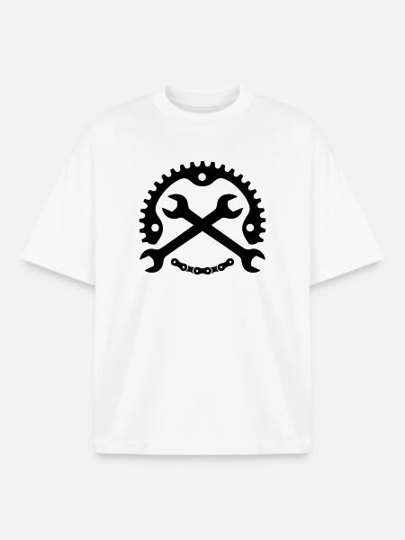 Bike Mechanic – Chainring Logo - Boxy Heavyweight Unisex Organic T-Shirt by Stanley/Stella - white
