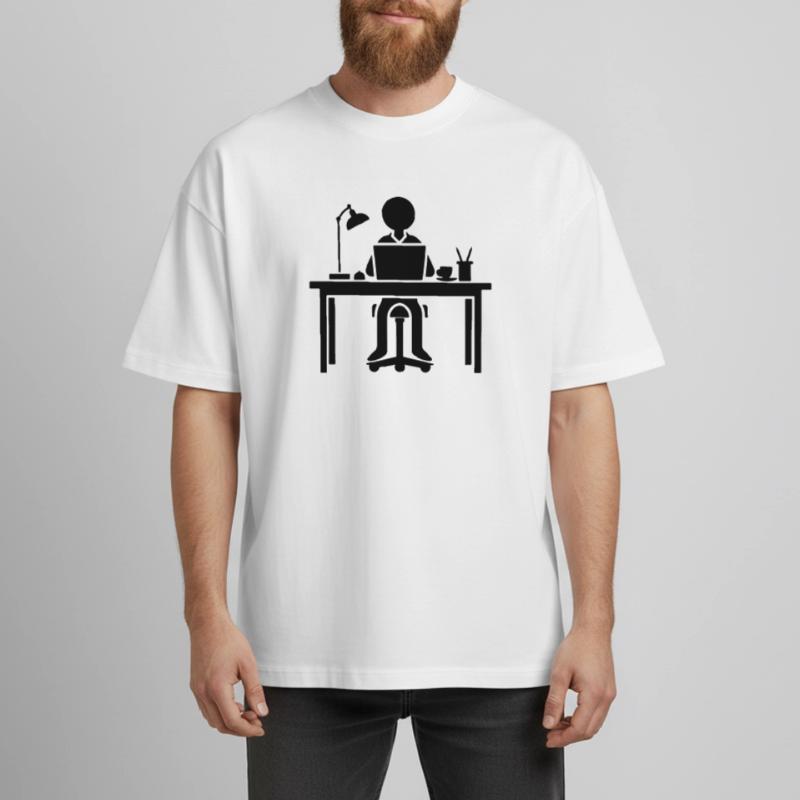 Worker Computer Job Office Learning Boxy Heavyweight Unisex Organic T-Shirt by Stanley/Stella