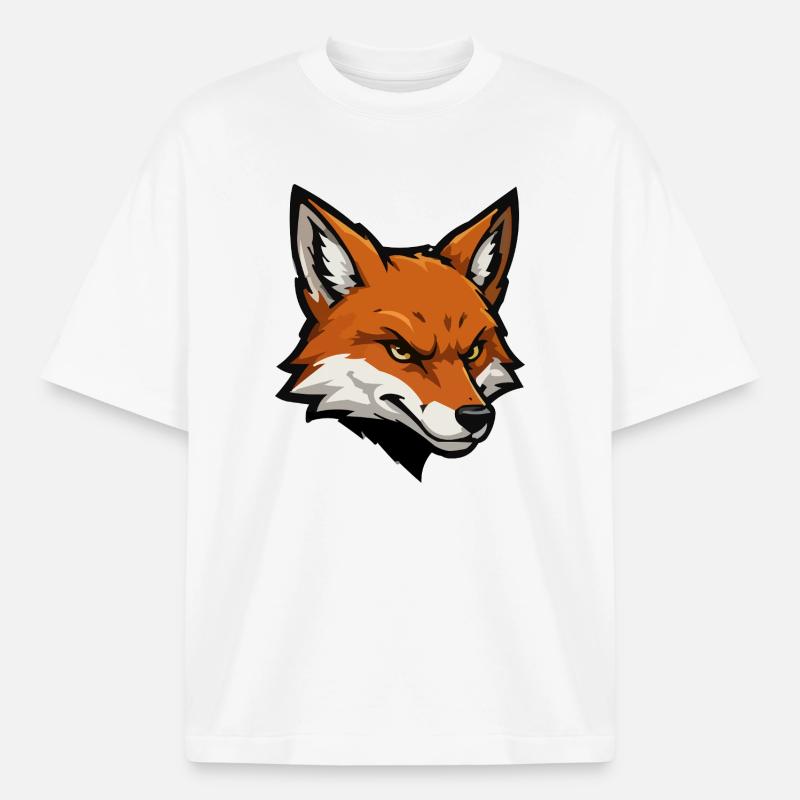 Fox head vector illustration - Boxy Heavyweight Unisex Organic T-Shirt by Stanley/Stella - white