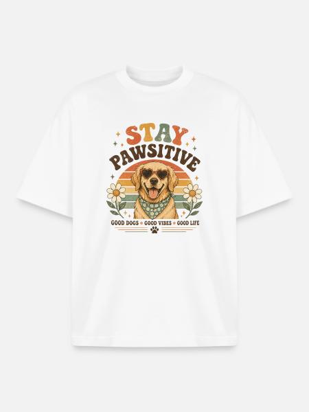 Good Dogs Good Life - Boxy Heavyweight Unisex Organic T-Shirt by Stanley/Stella - white