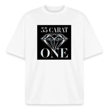 55-Karat-Ein-Diamant-Design - Boxy Heavyweight Unisex Organic T-Shirt von Stanley/Stella - Weiß - Vorne - AI Model Male 185 light (185cm) & AI Model Female 172 dark (172cm)
