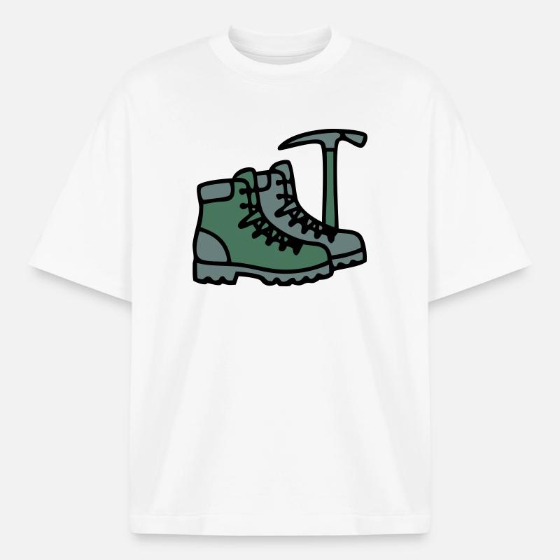 Wanderschuhe Eispickel Bergsteiger Alpen Wanderer - Boxy Heavyweight Unisex Organic T-Shirt von Stanley/Stella - Weiß