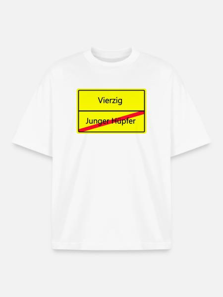 ortsschild_vierzig - Boxy Heavyweight Unisex Organic T-Shirt von Stanley/Stella - Weiß