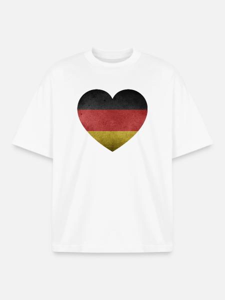 Heart Germany - Boxy Heavyweight Unisex Organic T-Shirt by Stanley/Stella - white