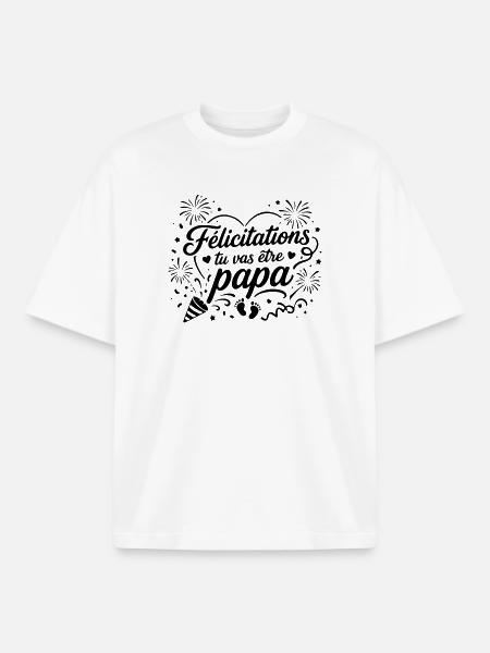 Félicitations tu vas être papa - T-shirt unisexe boxy épais biologique Stanley/Stella - blanc