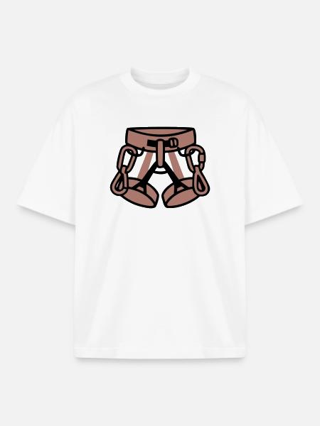 Climbing Harness Mountaineering Climbing Climbing Hall - Boxy Heavyweight Unisex Organic T-Shirt by Stanley/Stella - white