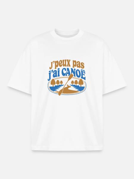 J’peux pas j’ai Canoë - T-shirt unisexe boxy épais biologique Stanley/Stella - blanc