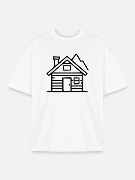 Maison avec Mountain Gift Alpineer - T-shirt unisexe boxy épais biologique Stanley/Stella - blanc