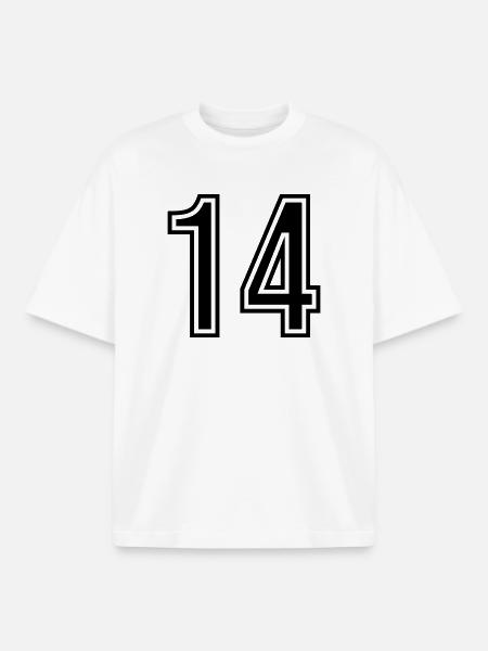 14 Symbole numérique - T-shirt unisexe boxy épais biologique Stanley/Stella - blanc