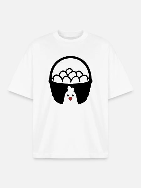 Egg Basket Chicken Icon - Boxy Heavyweight Unisex Organic T-Shirt by Stanley/Stella - white