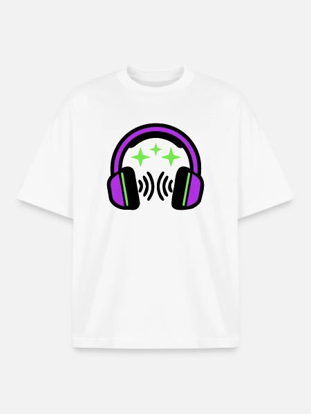 Headphones Stars Icon - Boxy Heavyweight Unisex Organic T-Shirt by Stanley/Stella - white