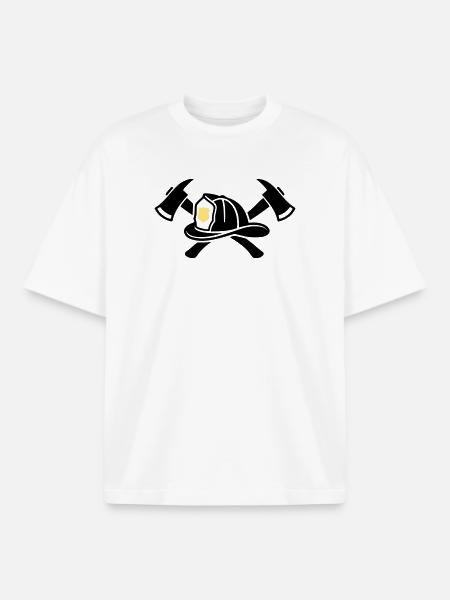 Casque de pompier Aexte Graphic - T-shirt unisexe boxy épais biologique Stanley/Stella - blanc