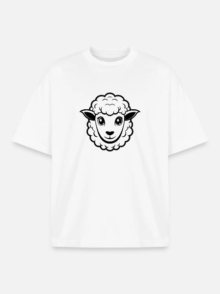 Cute sheep face - Boxy Heavyweight Unisex Organic T-Shirt by Stanley/Stella - white