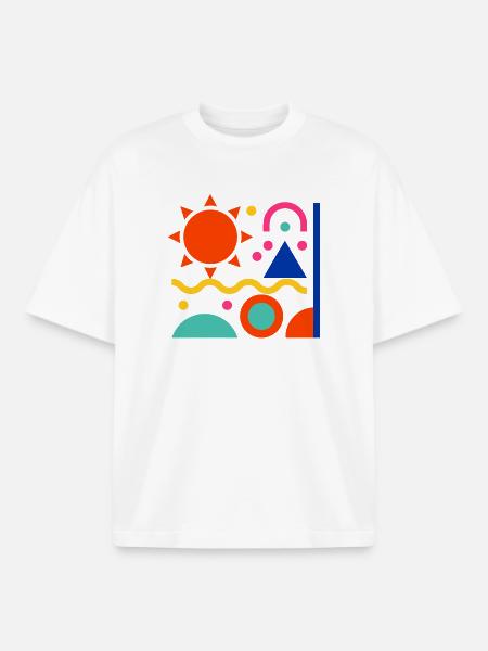 Bunte Formen - Boxy Heavyweight Unisex Organic T-Shirt von Stanley/Stella - Weiß