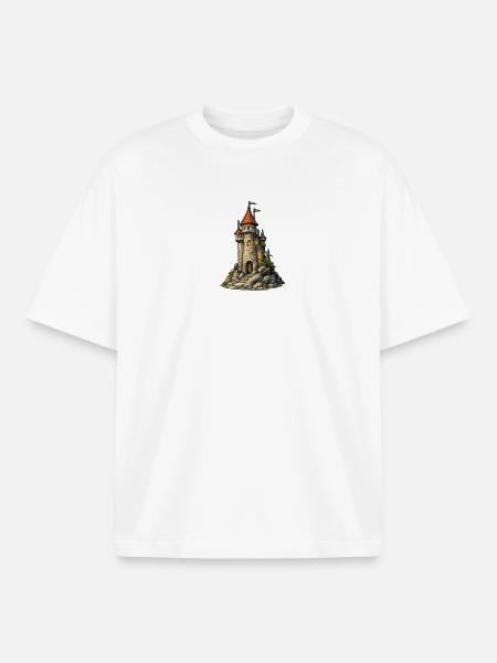 Castle tower on the rock - Boxy Heavyweight Unisex Organic T-Shirt by Stanley/Stella - white