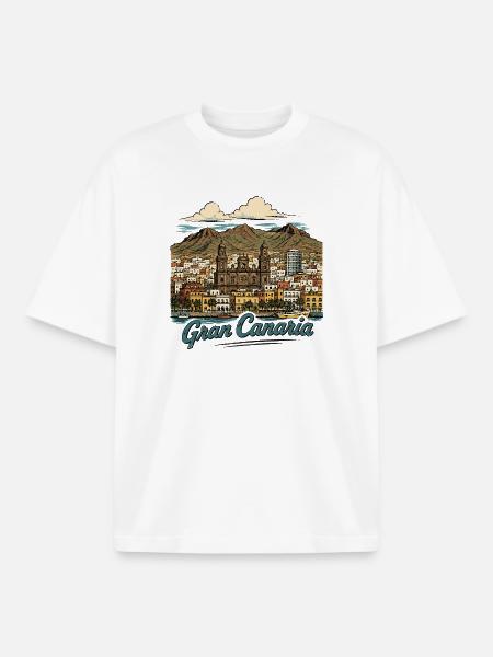 Gran Canaria Küstenpanorama - Boxy Heavyweight Unisex Organic T-Shirt von Stanley/Stella - Weiß