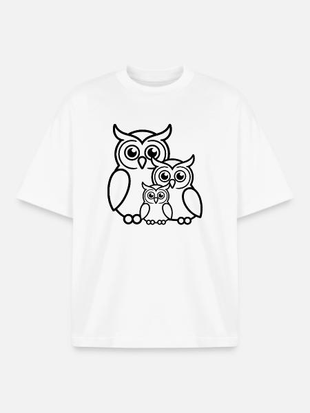 Eulenfamilie - Boxy Heavyweight Unisex Organic T-Shirt von Stanley/Stella - Weiß