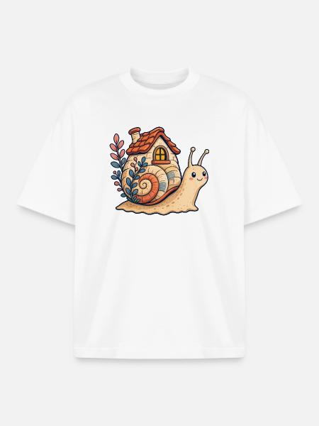 Snail shell illustration - Boxy Heavyweight Unisex Organic T-Shirt by Stanley/Stella - white