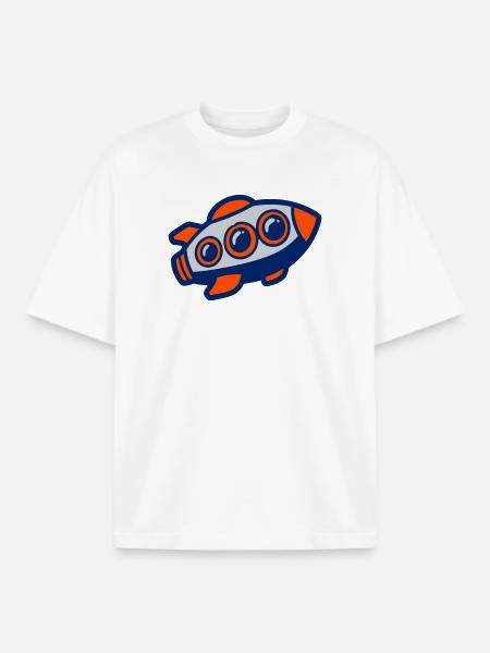 Illustration de la fusée spatiale - T-shirt unisexe boxy épais biologique Stanley/Stella - blanc