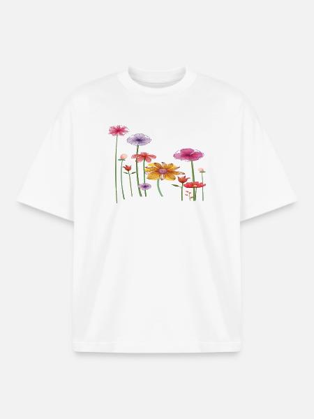Bunte Wildblumen - Boxy Heavyweight Unisex Organic T-Shirt von Stanley/Stella - Weiß
