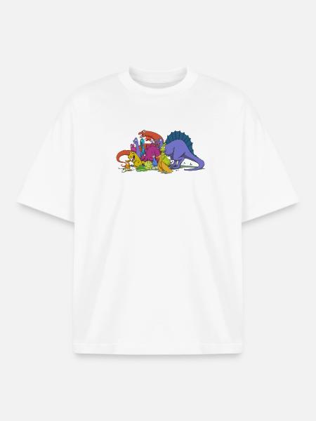 Dinosaurs are all friends - Boxy Heavyweight Unisex Organic T-Shirt by Stanley/Stella - white