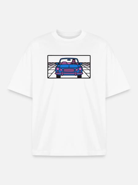Retro Car Miami Logo - Boxy Heavyweight Unisex Organic T-Shirt by Stanley/Stella - white
