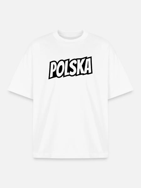 Polska - Poland Lettering - Boxy Heavyweight Unisex Organic T-Shirt by Stanley/Stella - white