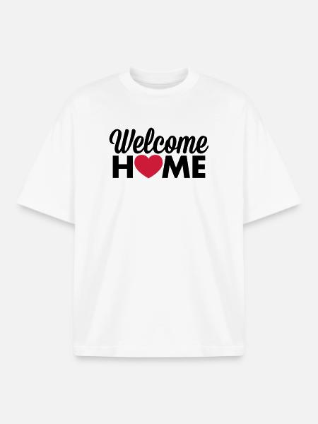 Welcome Home heart - Boxy Heavyweight Unisex Organic T-Shirt by Stanley/Stella - white