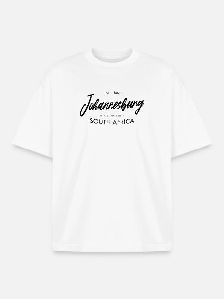 Johannesburg koordinoi Design South Africa - Unisex boxy raskas T-paita luomupuuvillasta Stanley/Stellalta - valkoinen