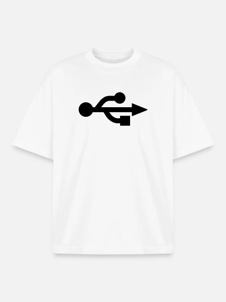 USB Logo - Nerd - Geek - Boxy Heavyweight Unisex Organic T-Shirt by Stanley/Stella - white