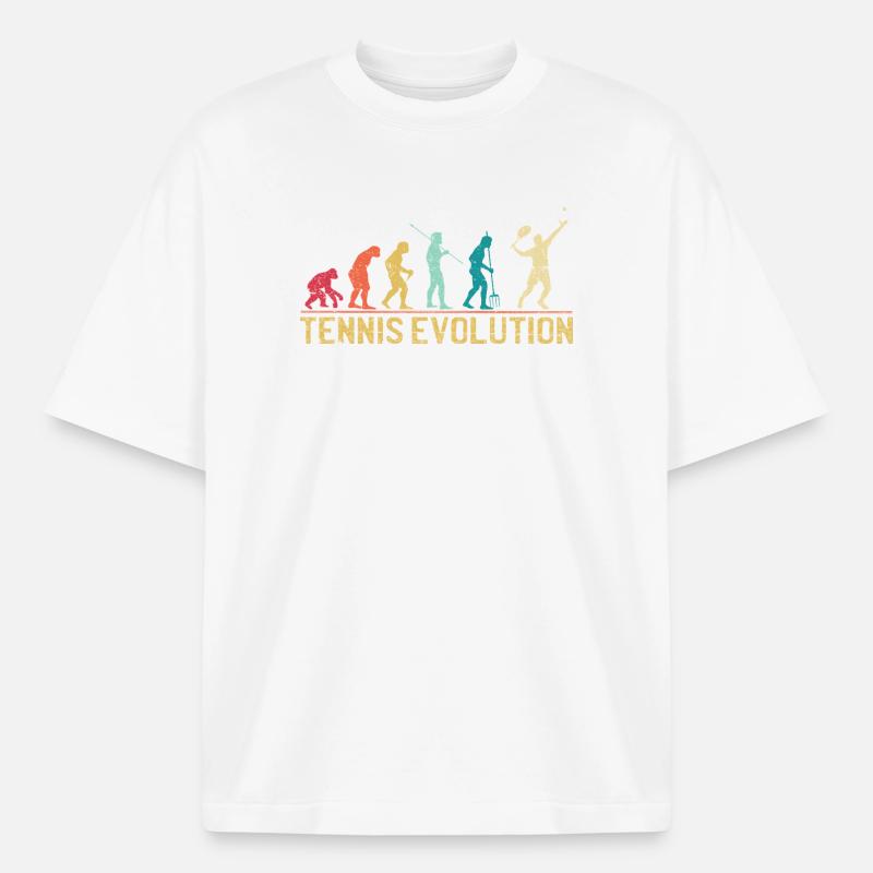 Tennis Evolution Evolution Graphic Design - Boxy Heavyweight Unisex Organic T-Shirt by Stanley/Stella - white