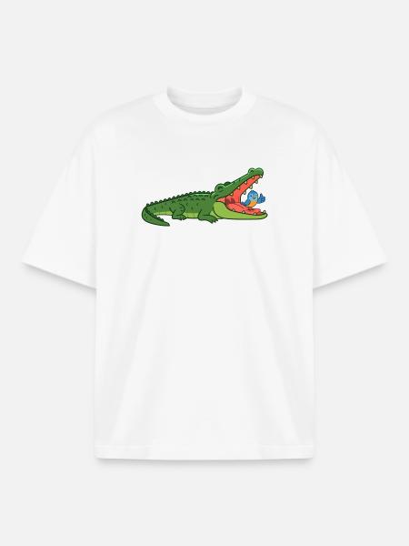 Lachendes Krokodil mit Vogel - Boxy Heavyweight Unisex Organic T-Shirt von Stanley/Stella - Weiß