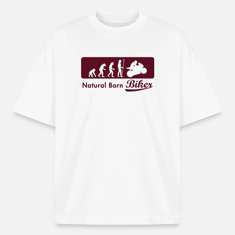 evolution_biker - T-shirt unisexe épais coupe boxy Stanley/Stella - blanc