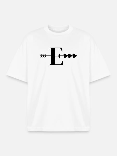 Letter e arrow heart - Boxy Heavyweight Unisex Organic T-Shirt by Stanley/Stella - white