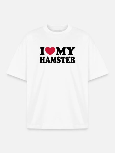 I love my hamster - Boxy Heavyweight Unisex Organic T-Shirt by Stanley/Stella - white