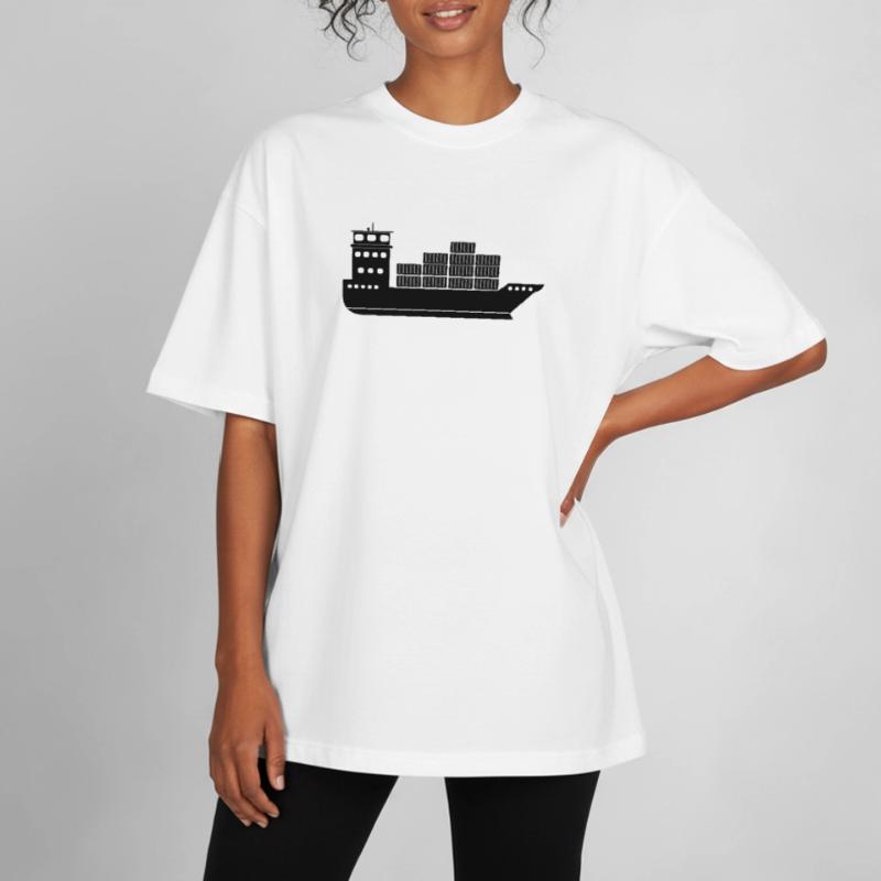Seecontainerschiff oder Boot mit Containern Boxy Heavyweight Unisex Organic T-Shirt von Stanley/Stella