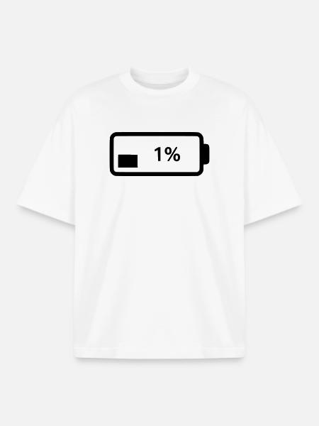 Battery symbol charge level 1% - Boxy Heavyweight Unisex Organic T-Shirt by Stanley/Stella - white