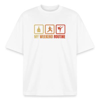 Karateka Weekend Routine - Boxy Heavyweight Unisex Organic T-Shirt by Stanley/Stella - white - Front - AI Model Male 185 light (185cm) & AI Model Female 172 dark (172cm)