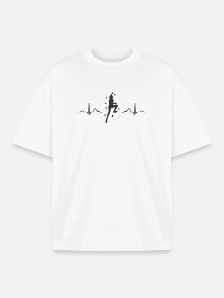 Boulderer heartbeat Bouldering Bouldering - Boxy Heavyweight Unisex Organic T-Shirt by Stanley/Stella - white