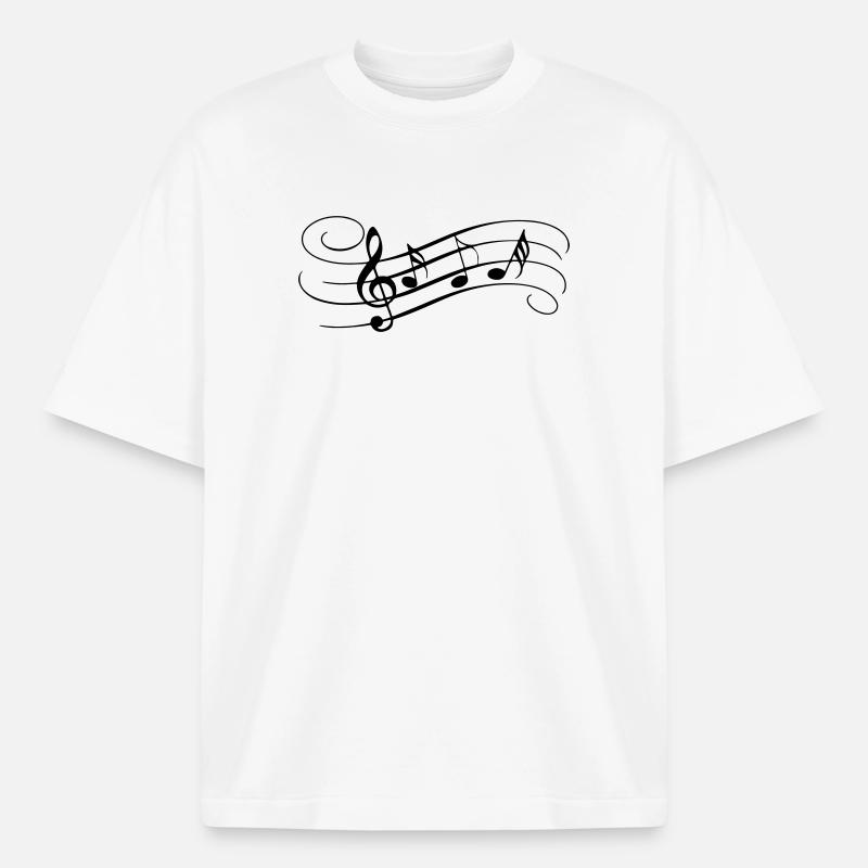 Envolée de notes - T-shirt unisexe épais coupe boxy Stanley/Stella - blanc