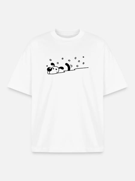 Cute dog in the snow - Boxy Heavyweight Unisex Organic T-Shirt by Stanley/Stella - white