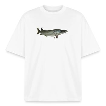 Brochet - T-shirt unisexe boxy épais biologique Stanley/Stella - blanc - Devant - AI Model Male 185 light (185cm) & AI Model Female 172 dark (172cm)